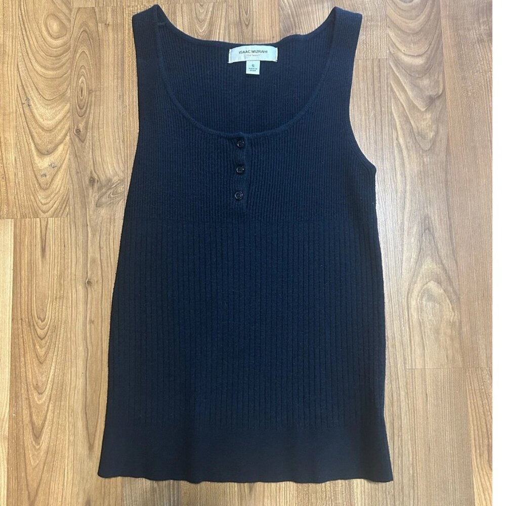Issac Mizrahi Ladies Black Sleeveless Sweater Top Preowned Size Small Summer Top